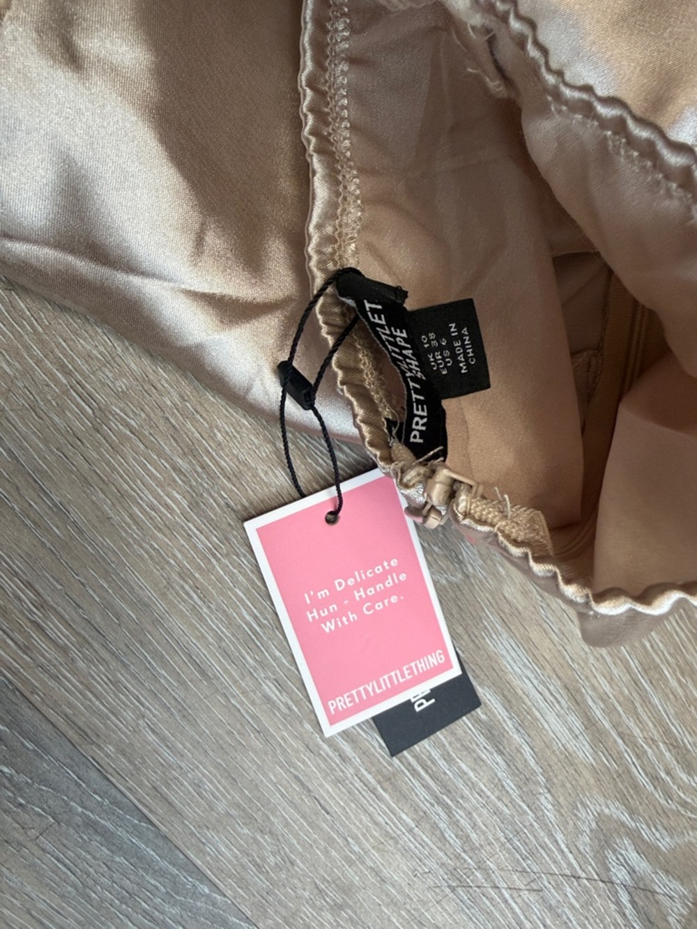 PRETTYLITTLETHING Champagne Satin Shaping Slip - Women's Intimates size 6 - Picture 5 of 7